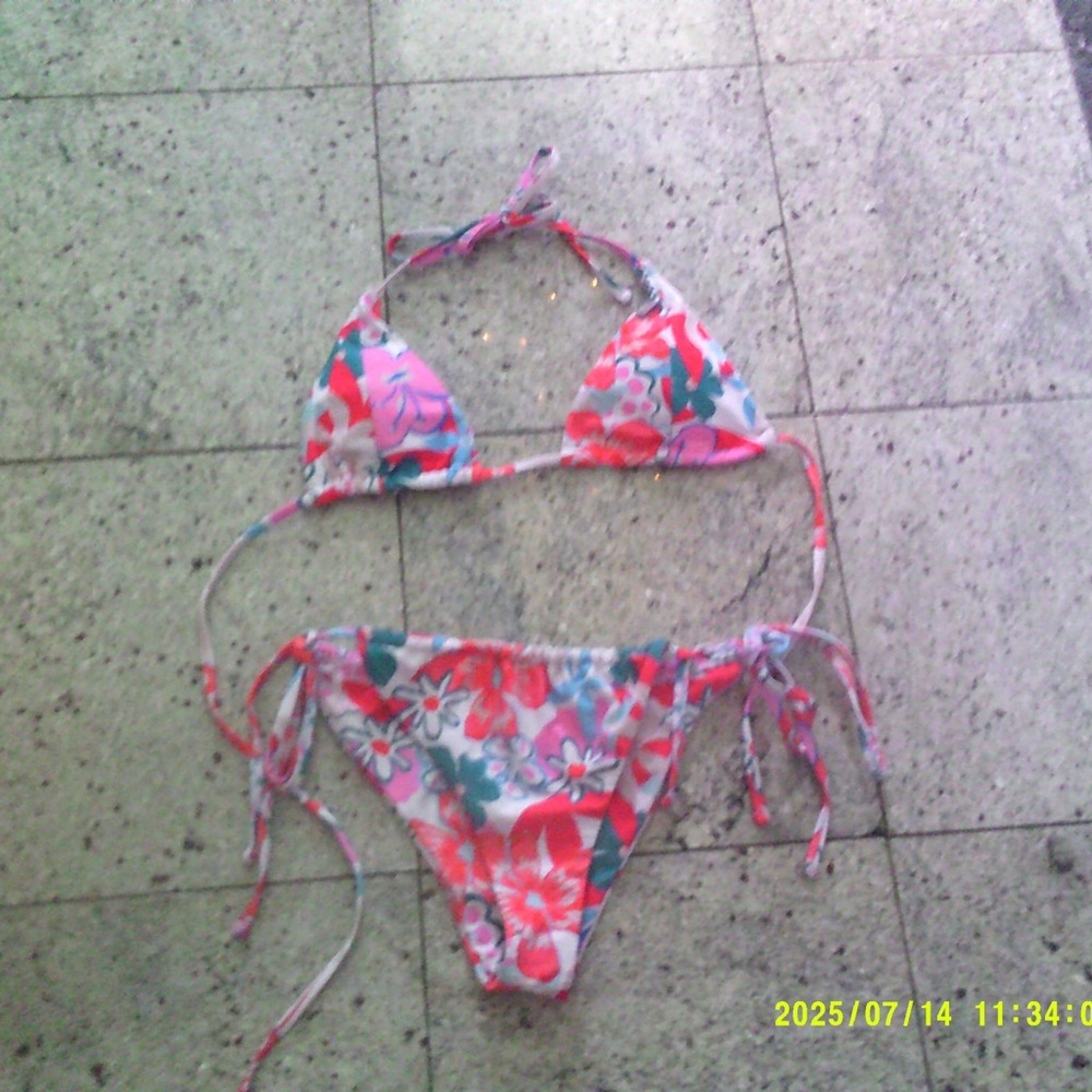 SHEIN Floral Pink and Green Bikini